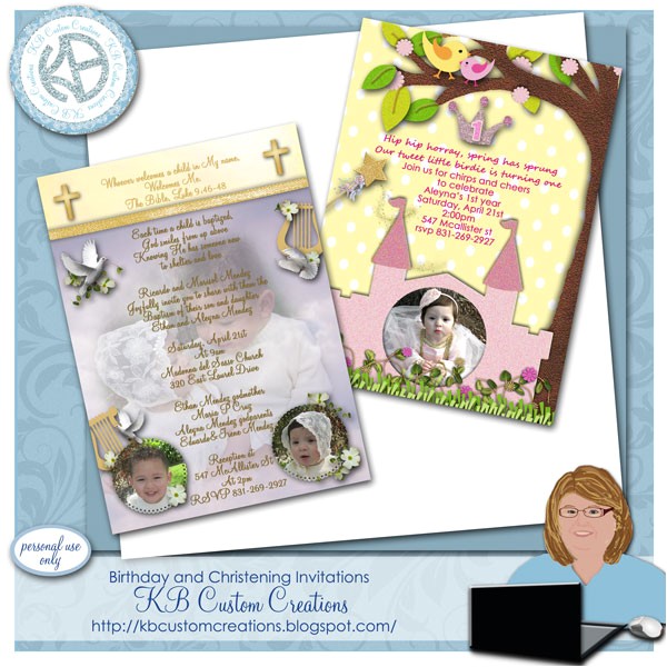 Baptism and Birthday Party together Invitation Kb Custom Creations Christening and Birthday Party