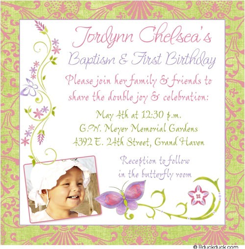 Baptism and First Birthday Invitation Wording Chic butterfly Baptism and 1st Birthday Invitations Baptism and First Birthday Invitation Wording Chic butterfly Baptism and 1st Birthday Invitations