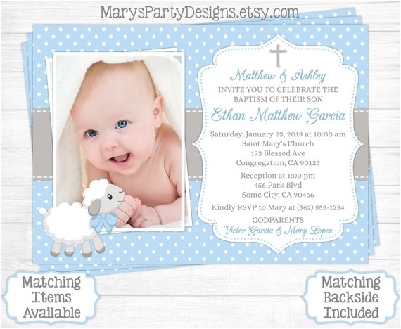 Baptism Invitations Costco Canada Lamb Baptism Invitation Boy First 1st Birthday Christening