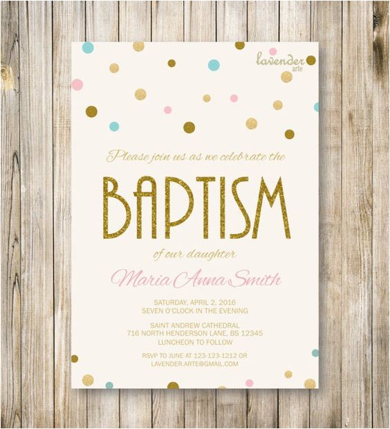 Baptism Invitations Etsy Baptism Invitation Pink Blue Gold Glitter by Lavenderarte