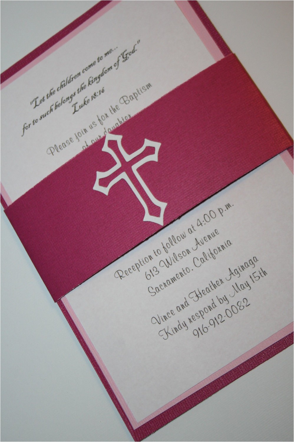 Baptism Invitations Etsy Pink Baptism Invitation with Cross Christening by