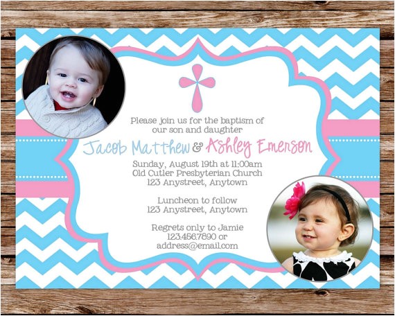 Baptism Invitations for Twins Boy and Girl Baptism Invitation Twin Baptism Invitation Dedication