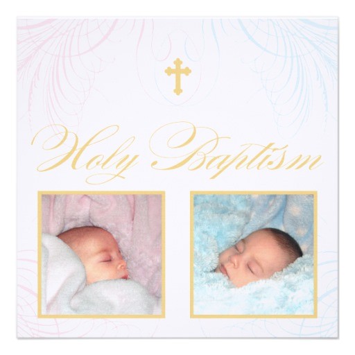 Baptism Invitations for Twins Boy and Girl Boy and Girl Twins Baptism Invitation 5 25" Square