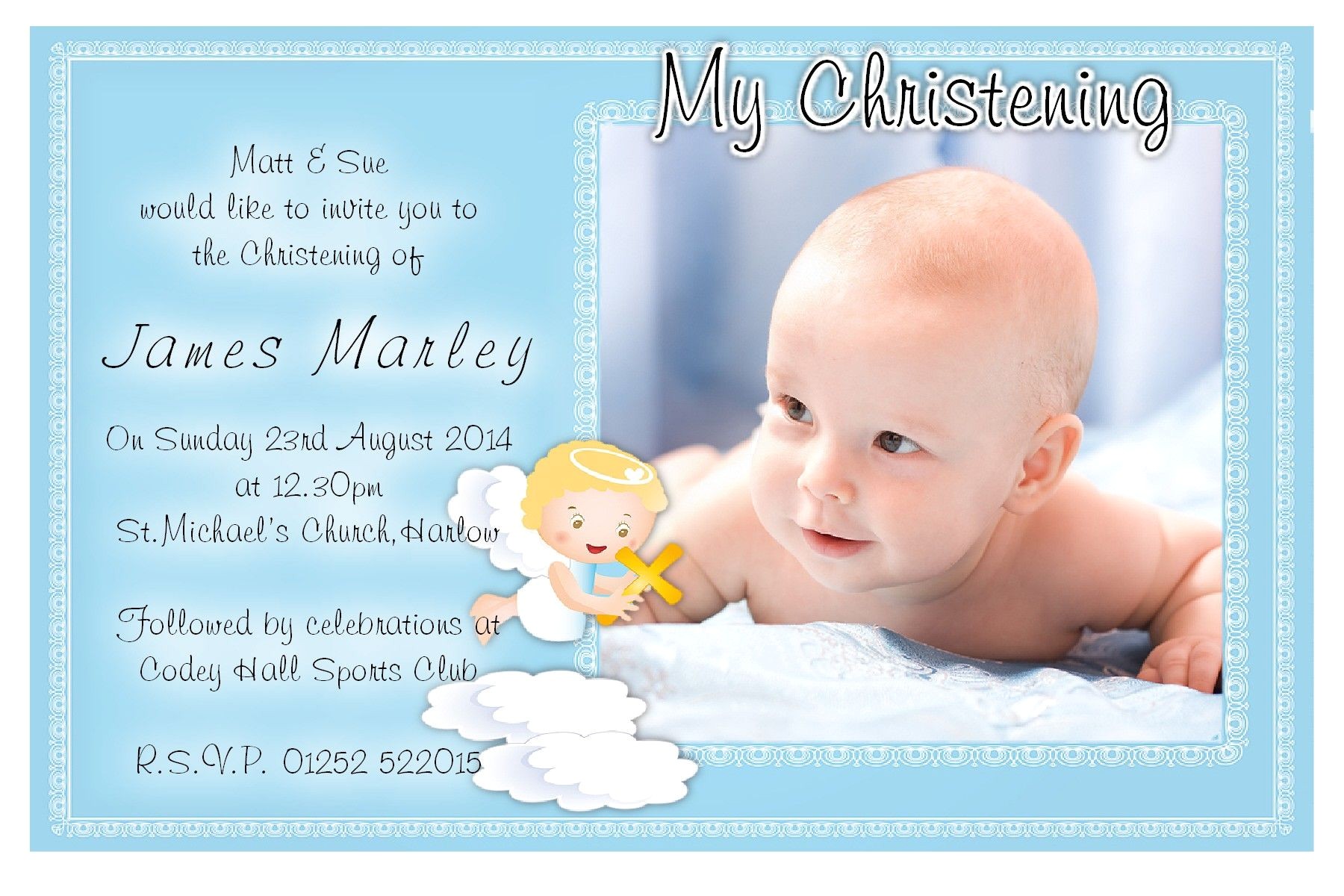 Baptism Invitations Postcard Style Free Christening Invitation Template