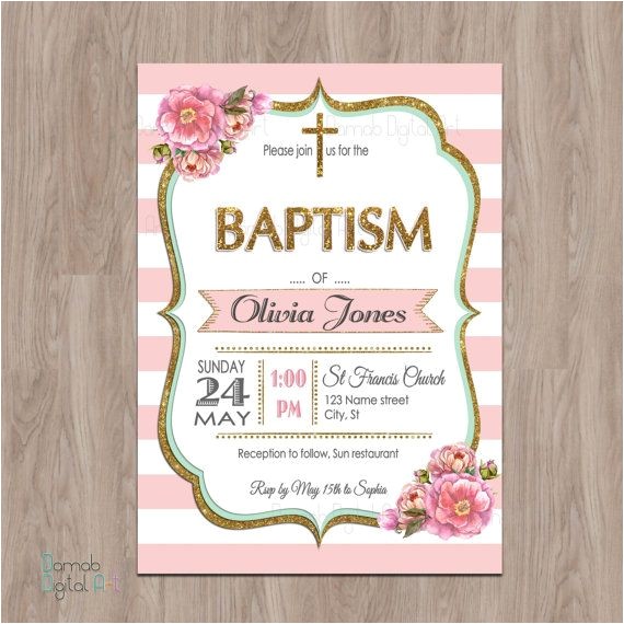 Baptism Invites Etsy Baptism Invitation Girl Baptism Invitation by Damabdigital