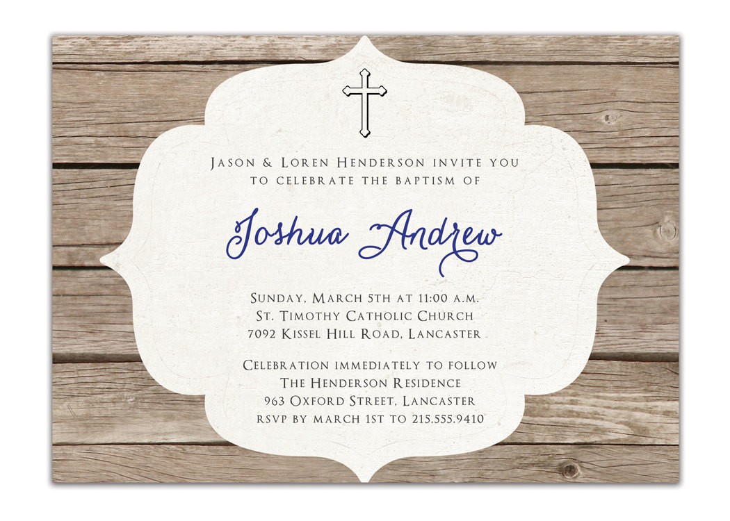 Baptism Invites Etsy Baptism Invitation Rustic Christening Invitation Girl or Boy