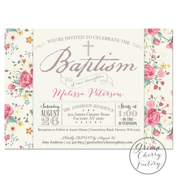 Baptism Printable Invitations Printable Baptism Invitation Girl Baptism by