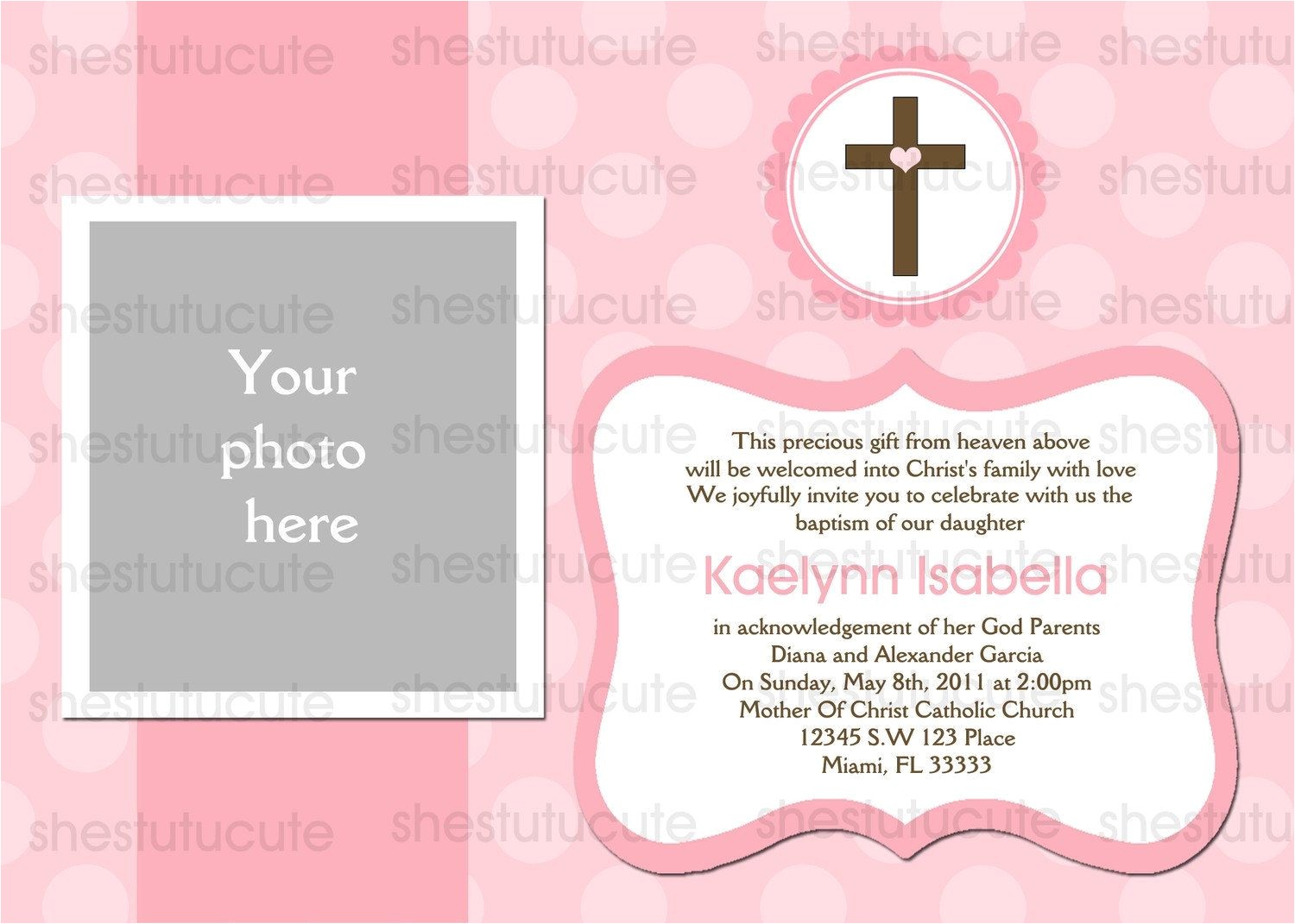Baptismal Invitation Layout Templates Girls Baptism Invitations Digital File by Shestutucutebtq