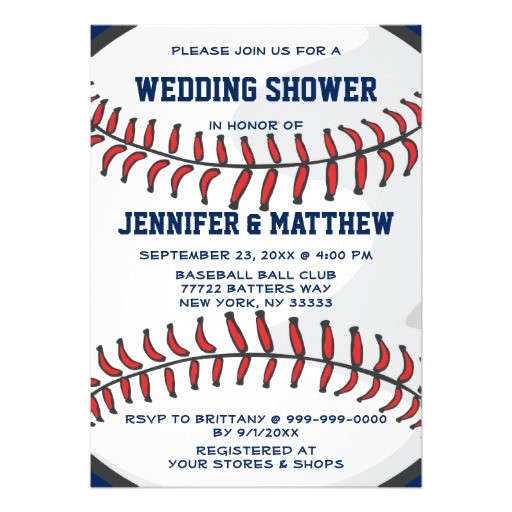 Baseball Bridal Shower Invitations Baseball Ball Player Fan Wedding Shower Blue 2 5" X 7
