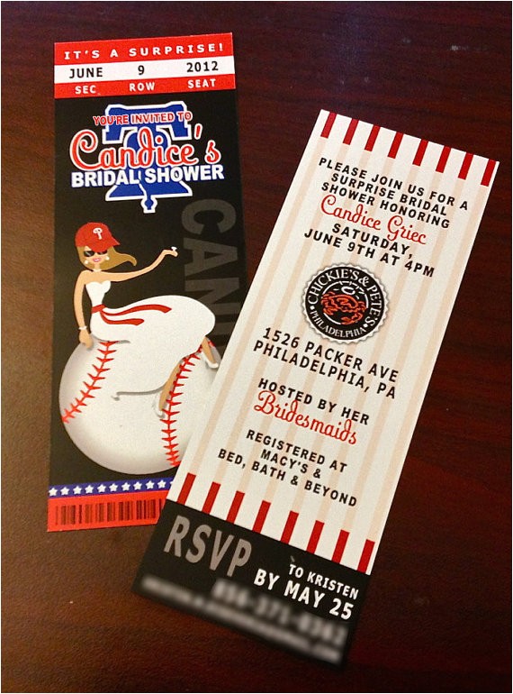Baseball Bridal Shower Invitations Baseball Ticket Invitation Bridal Shower Bachelorette Wedding