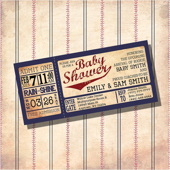 Baseball themed Baby Shower Invites Vintage Baseball theme Baby Shower Invitations Custom
