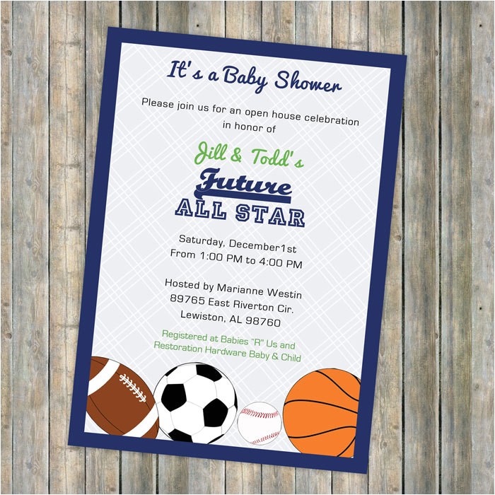 Basketball themed Baby Shower Invitations Baby Boy Shower Invitations All Star Invite Sports themed