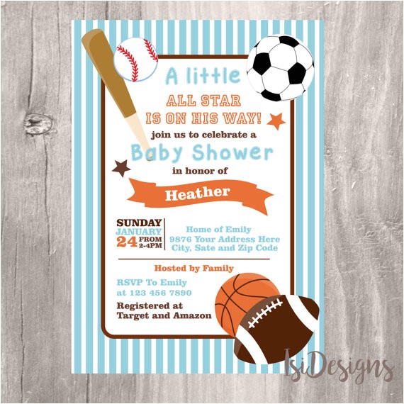 Basketball themed Baby Shower Invitations Baby Shower Invitation Sports themed Printable Blue Baby