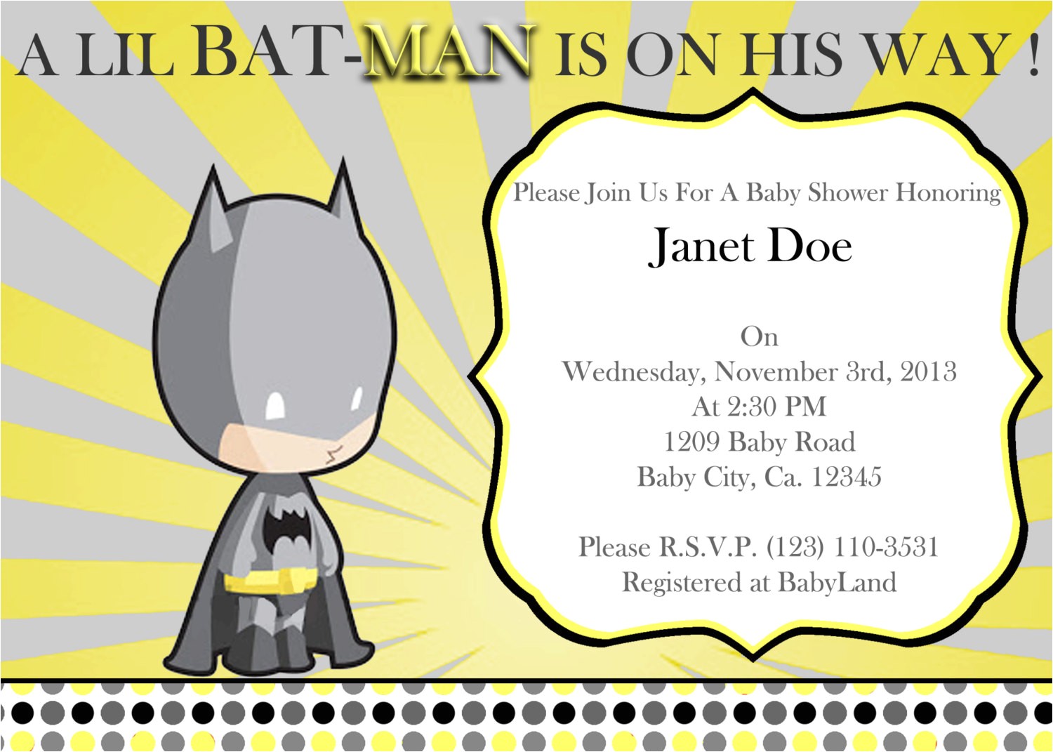 Batman Baby Shower Invitation Templates Batman Baby Shower Invitations