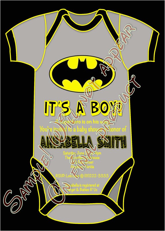 Batman Baby Shower Invitation Templates Superhero Batman Baby Shower It S A Boy Party by Craftyhooves