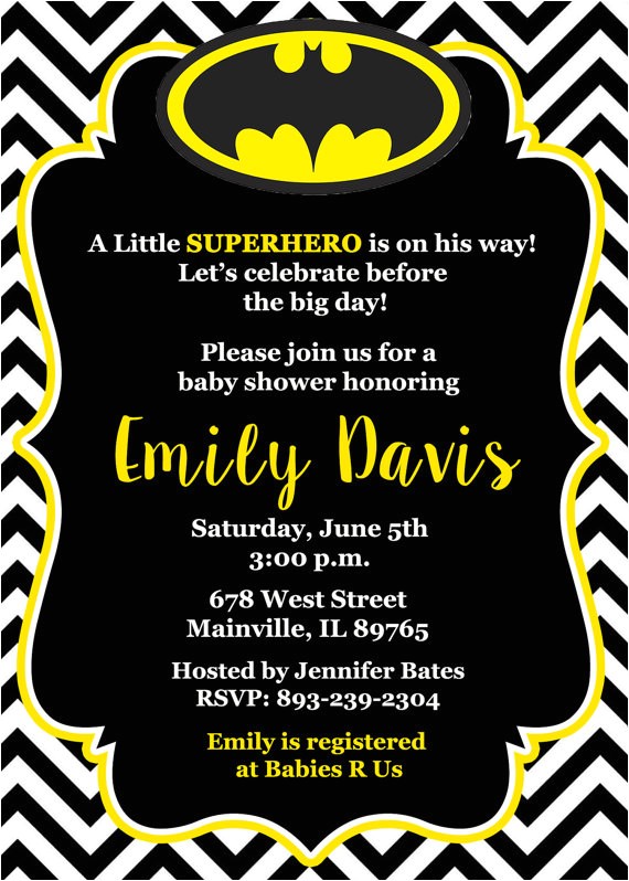Batman Baby Shower Invites Batman Baby Shower Invitation Baby Invitation Superhero