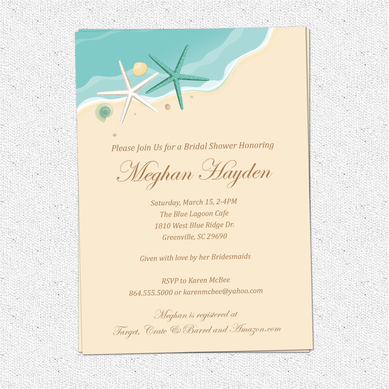 Beach Bridal Shower Invites Bridal Shower Invitations Elegant Beach theme Bridal