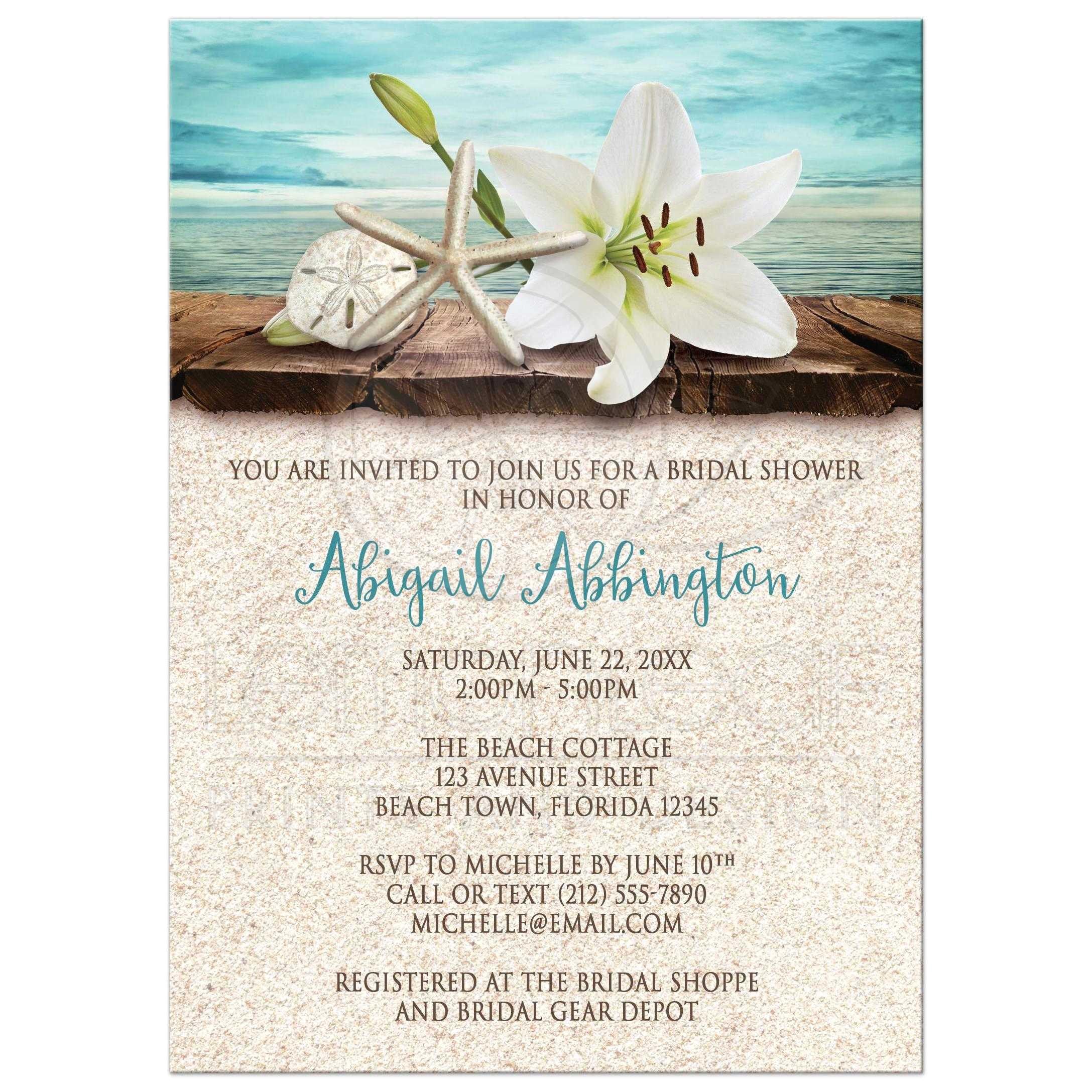 Beach theme Bridal Shower Invitation Template Beach theme Bridal Shower Invitations Beach themed