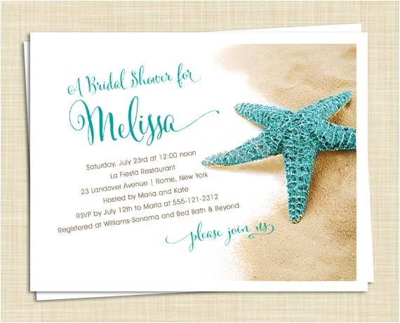 Beach theme Bridal Shower Invitation Template Beach themed Bridal Shower Invitations theme with