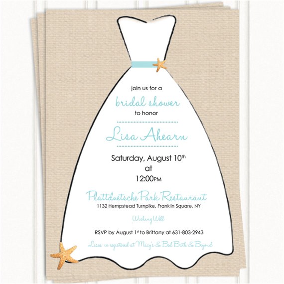 Beachy Bridal Shower Invitations Beach Bridal Shower Invitations Linen Dress