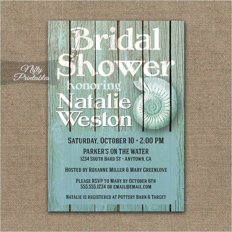 Beachy Bridal Shower Invitations Beach Bridal Shower Invitations Printable Nautical Bridal