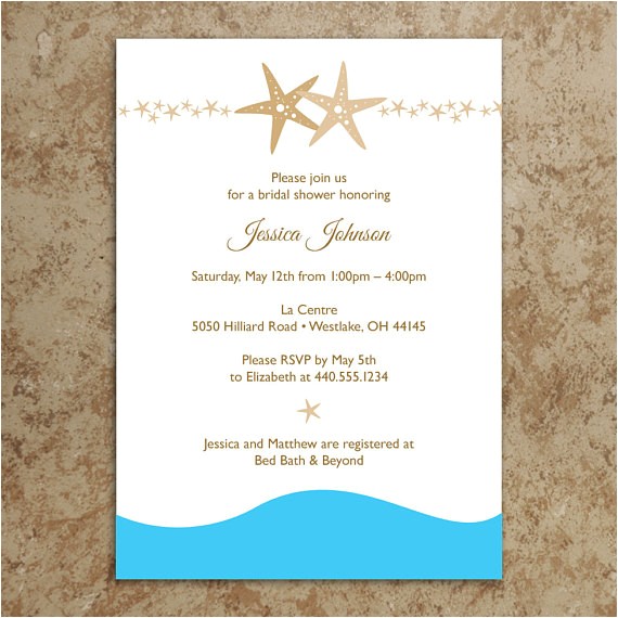 Beachy Bridal Shower Invitations Beach Invitation Diy Printable Pdf Beach Bridal Shower