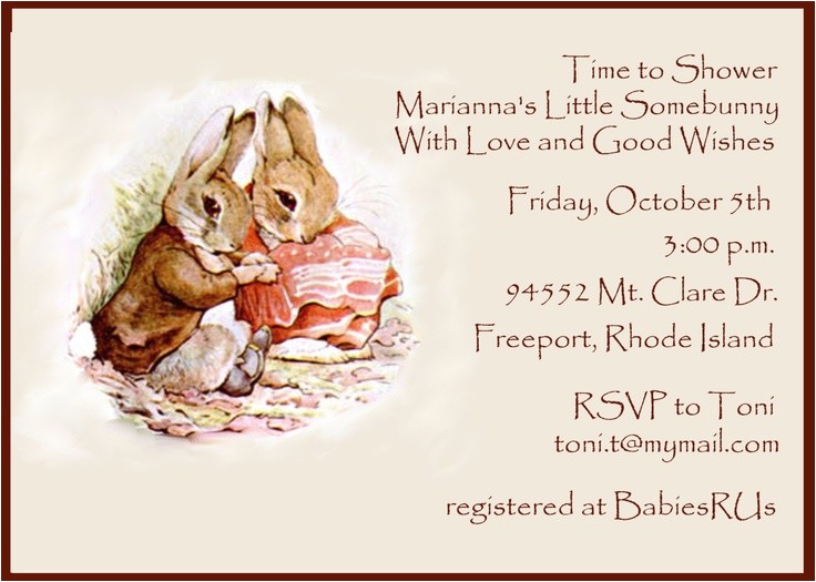 Beatrix Potter Baby Shower Invitations Baby Shower Invitation Beatrix Potter