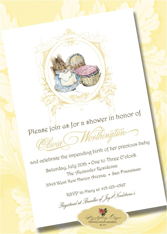 Beatrix Potter Baby Shower Invitations Digital Beatrix Potter Baby Shower Invitation by