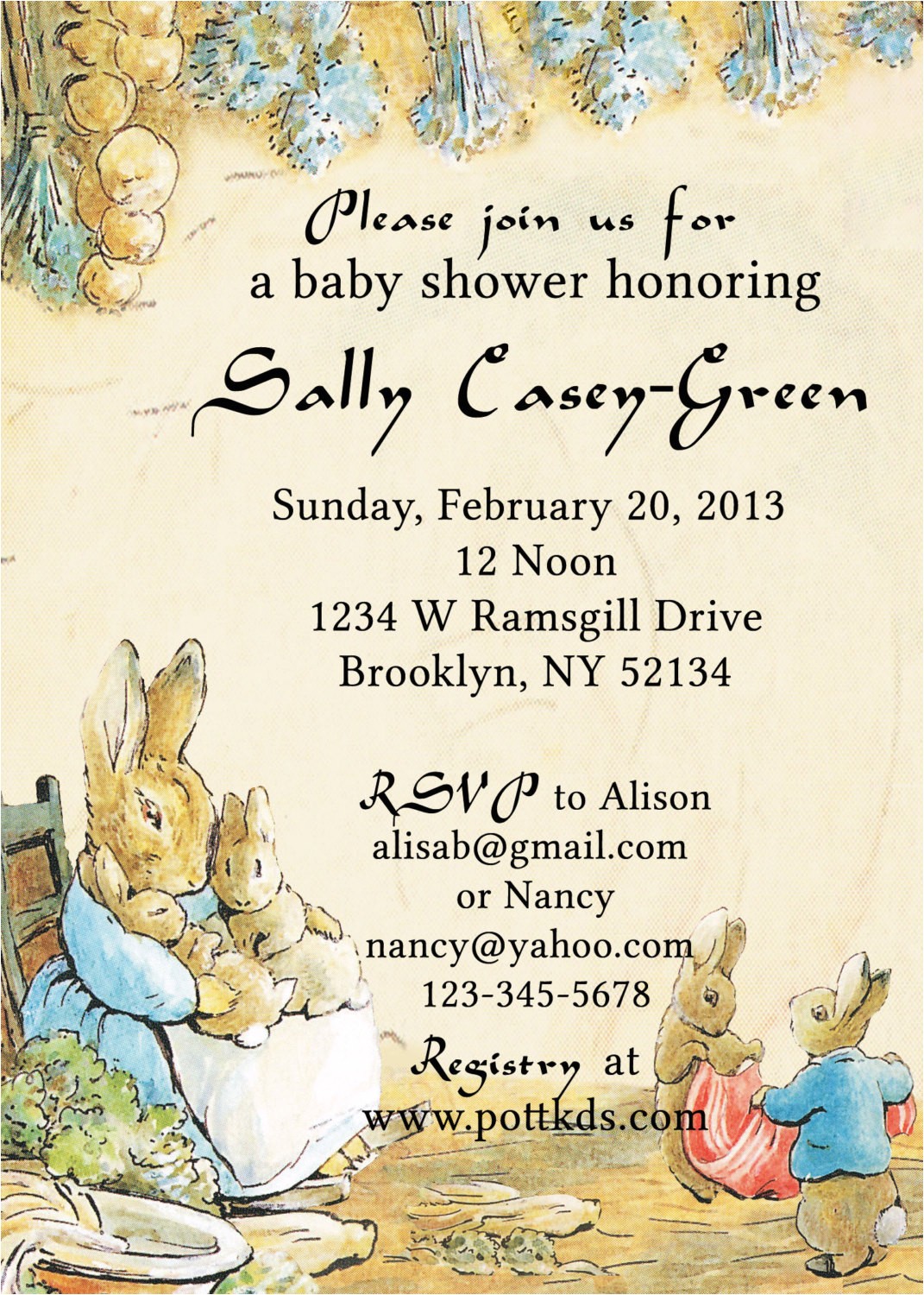 Beatrix Potter Baby Shower Invitations Peter Rabbit Baby Shower Invitation Beatrix Potter Bridal