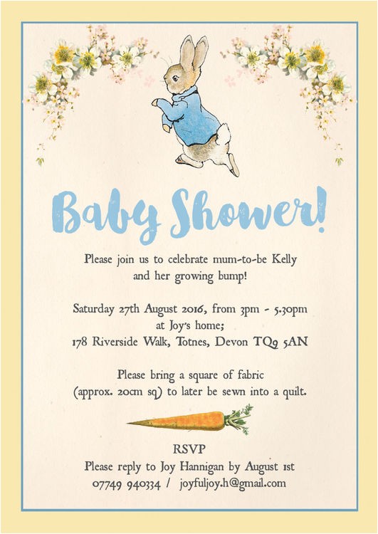 Beatrix Potter Baby Shower Invitations Peter Rabbit Baby Shower Invitation From £0 80 Each