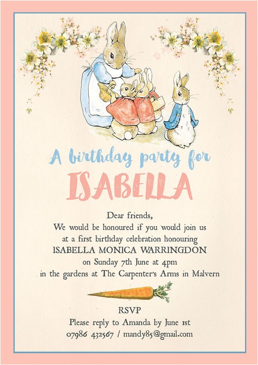 Beatrix Potter Birthday Invitations Flopsy Bunnies Beatrix Potter Birthday Party Invitation