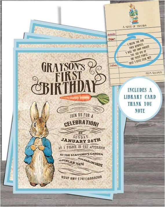 Beatrix Potter Birthday Invitations Vintage Peter Rabbit Beatrix Potter Birthday Party or