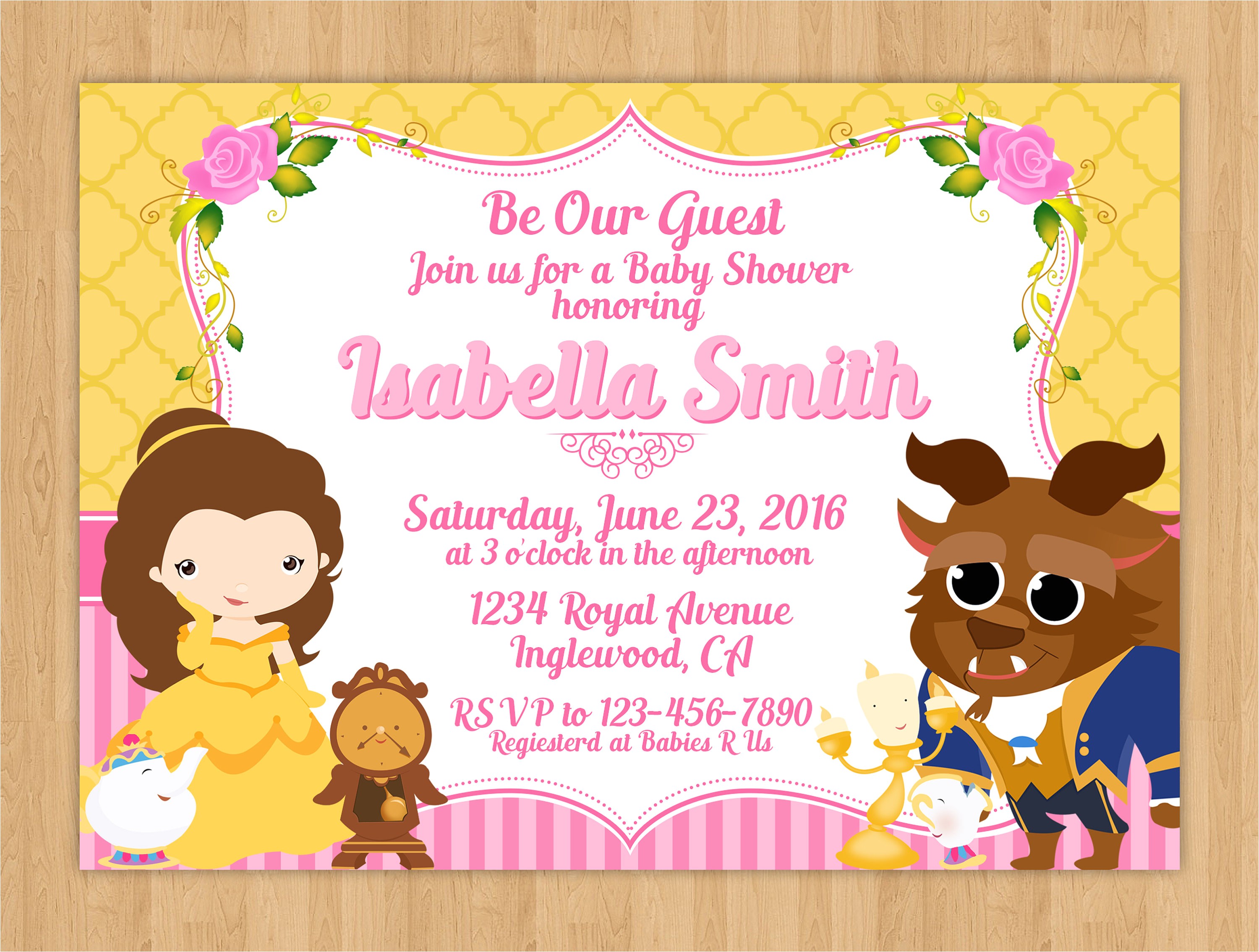 Beauty and the Beast Baby Shower Invitations Beauty and the Beast Baby Shower Invitation