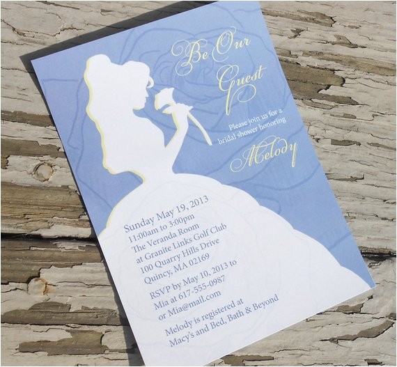 Beauty and the Beast Bridal Shower Invitations Disney Beauty and the Beast Belle Bridal Shower Invitation