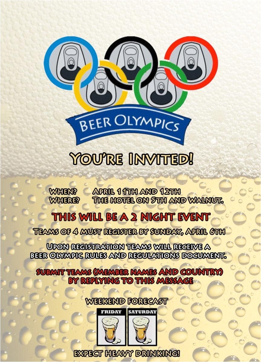 Beer Olympics Party Invitations Beer Olympics Invitation We Made An Invitation for Our