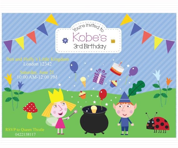 Ben and Holly Party Invites Customized Ben and Holly S Little Kingdom Birthday
