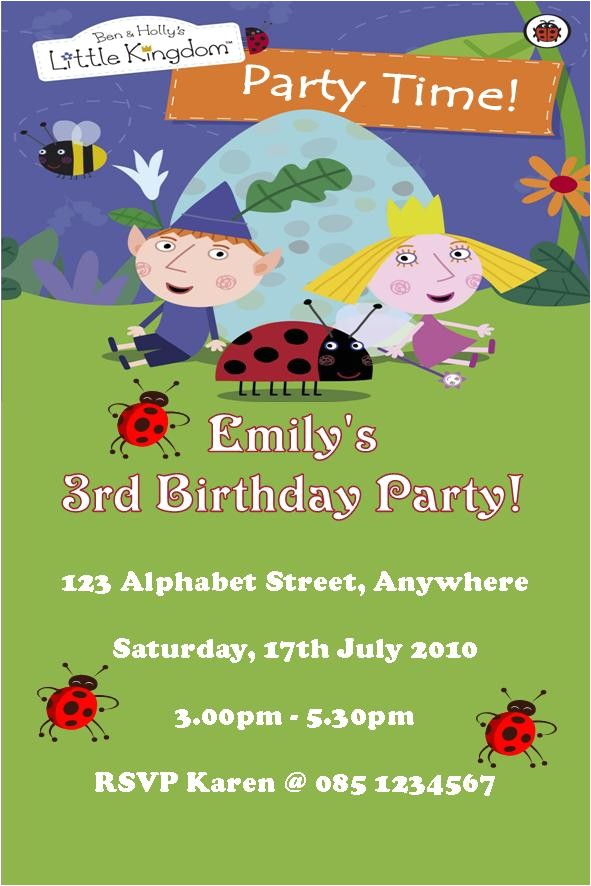 Ben and Holly Party Invites Personalised Ben and Holly Invitations Design 2