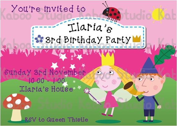 Ben and Holly Party Invites Printable Ben and Holly S Little Kingdom Inspired Digital