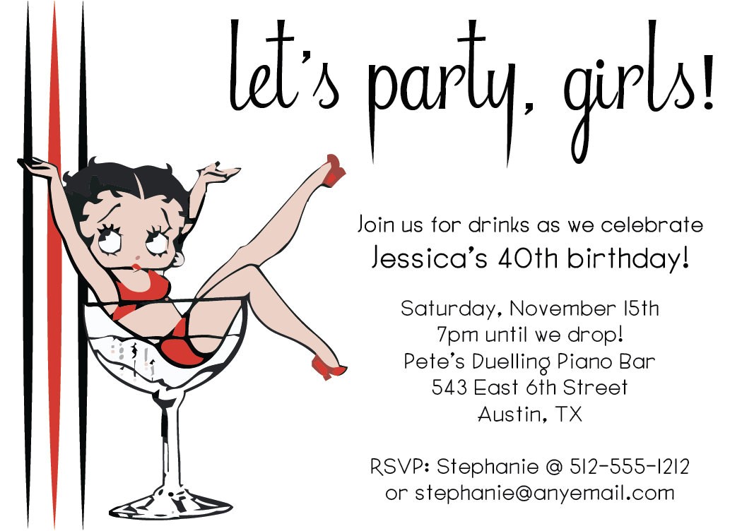 Betty Boop Birthday Party Invitations Party On with Betty Boop Invitation Printable by