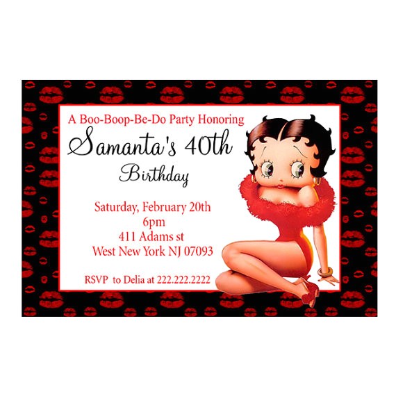 Betty Boop Birthday Party Invitations Personalized Betty Boop Birthday Party Invitation Printable