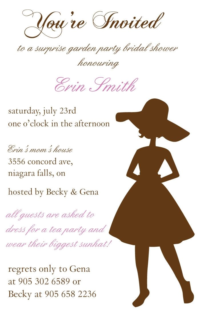 Big Hat Bridal Shower Invitations Garden Party Bridal Shower Invitation