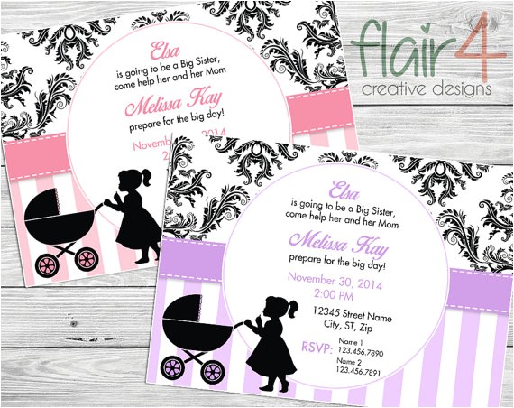 Big Sister Baby Shower Invitations Big Sister Baby Shower Invitation Digital File 5×7