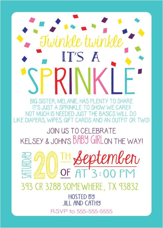 Big Sister Baby Shower Invitations Surprise Birthday Sprinkles and Colors On Pinterest