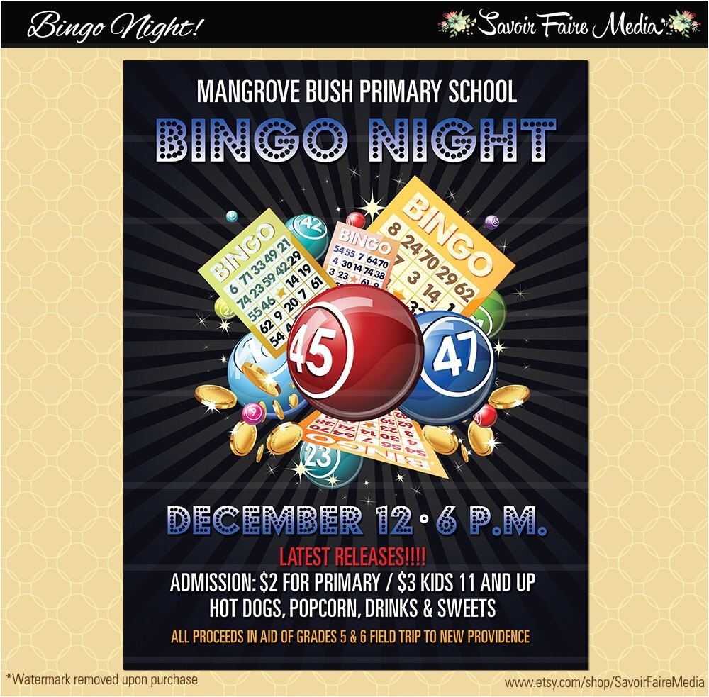 Bingo Party Invitations Free Bingo Flyer Bingo Night Poster Template Church School