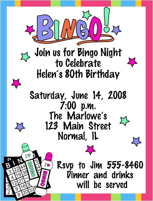 Bingo Party Invitations Free Bingo Party Invitations Cobypic