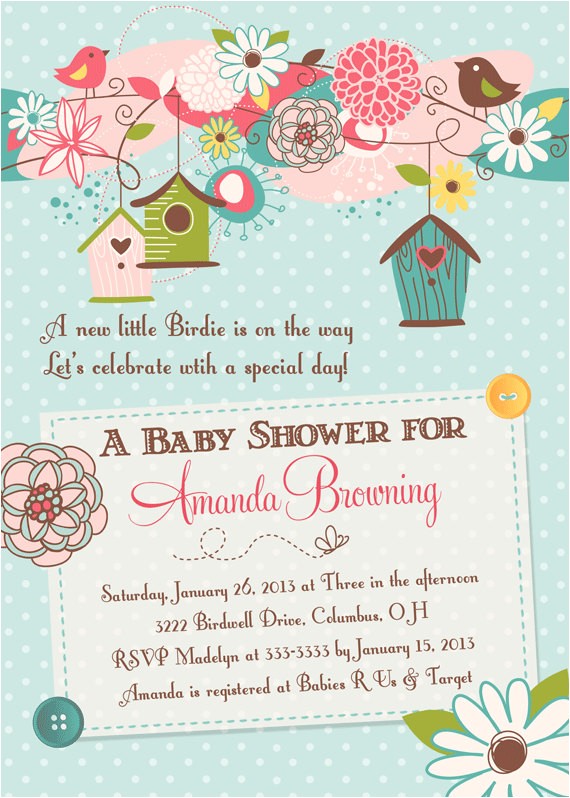 Bird themed Baby Shower Invitations Birds and Bird Houses Baby Shower Invitation Printable