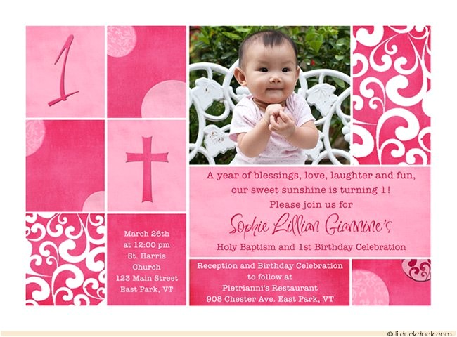Birthday and Baptismal Invitation Wordings First Birthday and Baptism Invitations