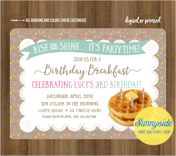 Birthday Breakfast Invitation Template Birthday Breakfast Invitation with Waffles Burlap and