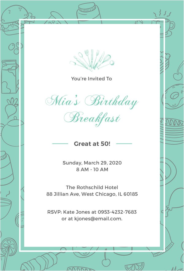 Birthday Breakfast Invitation Template Birthday Invitation Template 44 Free Word Pdf Psd Ai