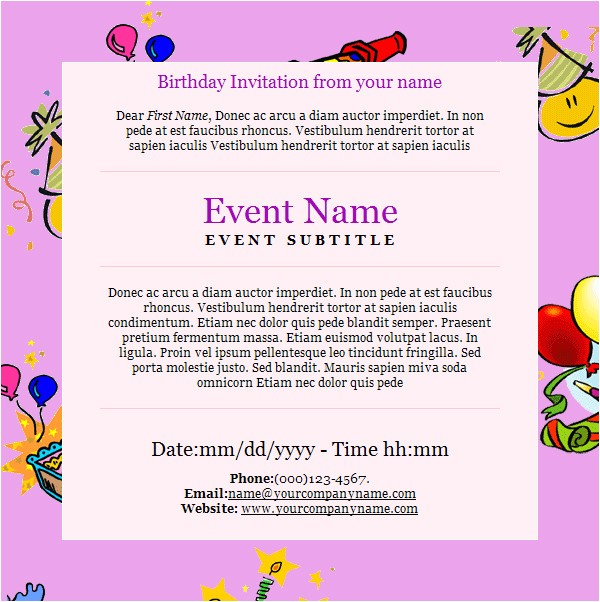 Birthday Celebration Invite Email Birthday Invitation Email Template 27 Free Psd Eps